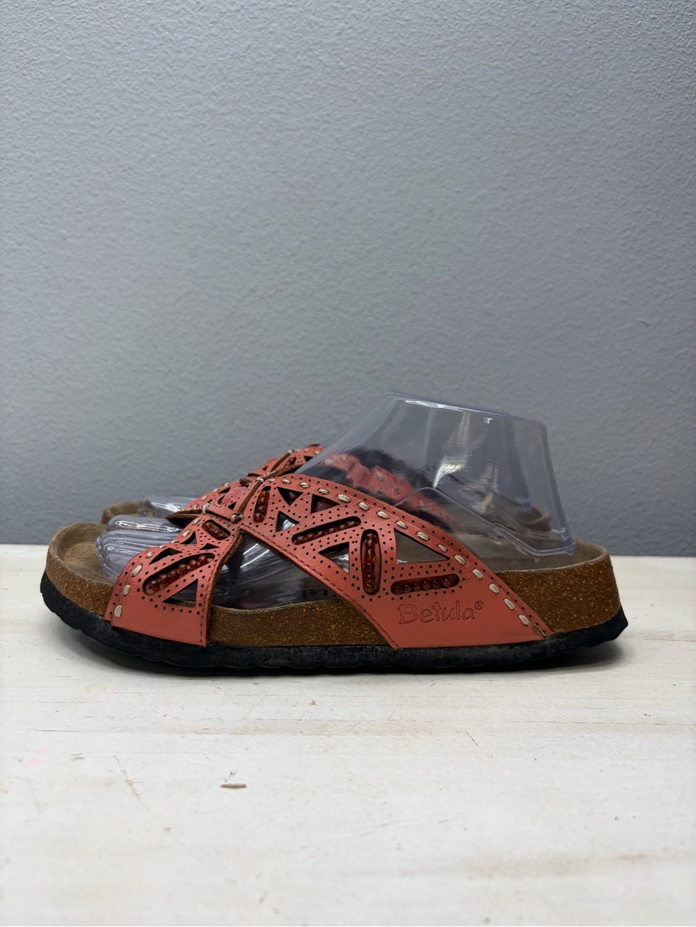 Betula By Birkenstock Orange Leather Joyce Crisscross Sandals Size 8